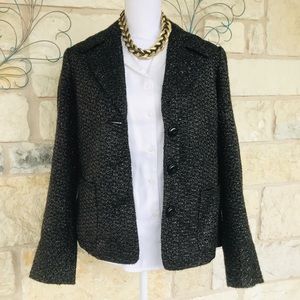 Black Sparkle Boucle Tweed Blazer